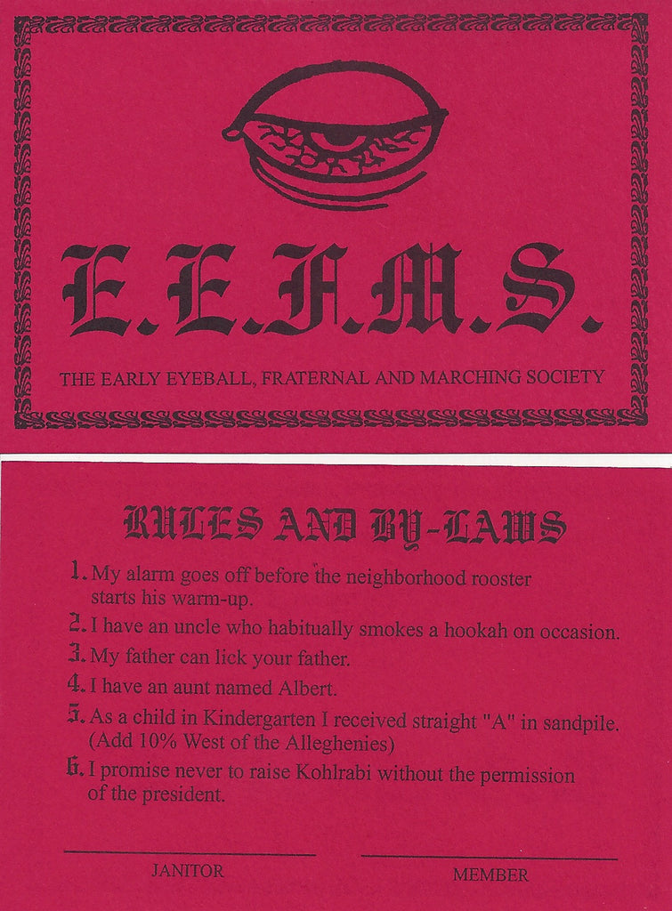 Early Eyeball Fraternal Marching Society Card